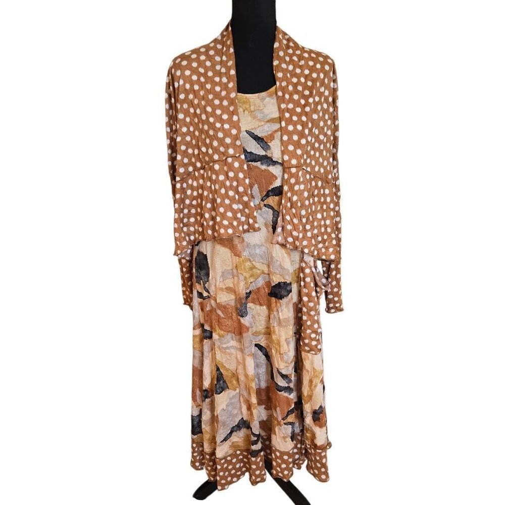 Top Ligne Womens Sleeveless Midi Dress & Cardigan Set Butterscotch Medium